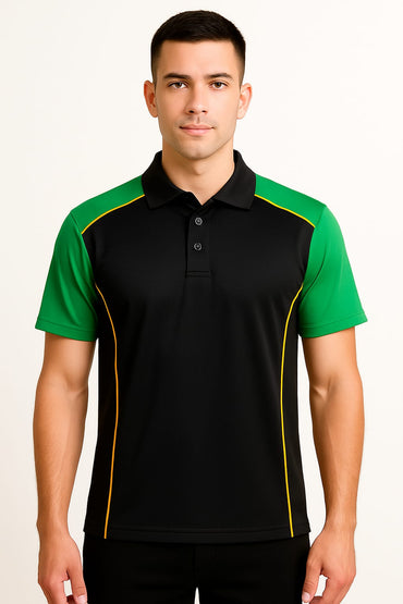 2699-Encore ZR-20 Activewear Polo Shirt Black Body With Diff Panel-Black
