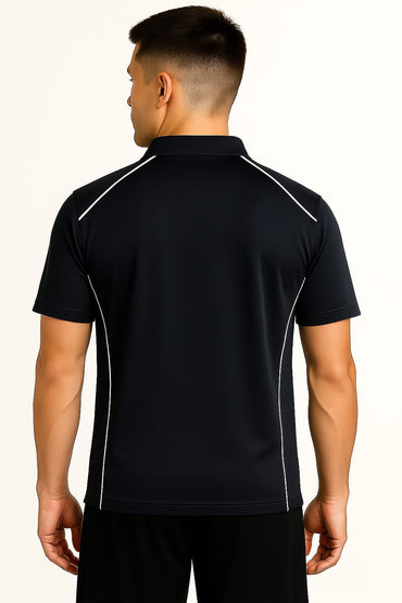 2699-Encore ZR-20 Activewear Polo Shirt Men-Black White Piping