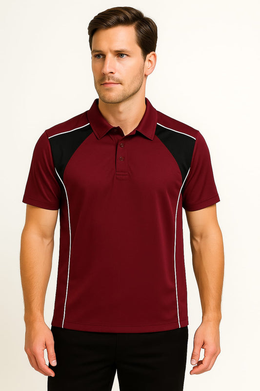 2699-Encore ZR-20 Activewear Polo Shirt Men-Burgundy Black