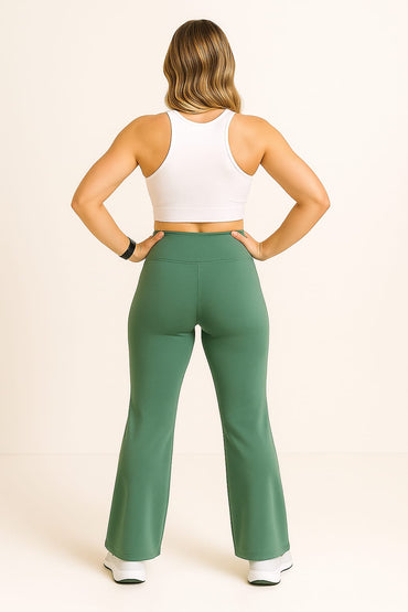 2702-OSK Gym Wear Flare Leggings Women-Green