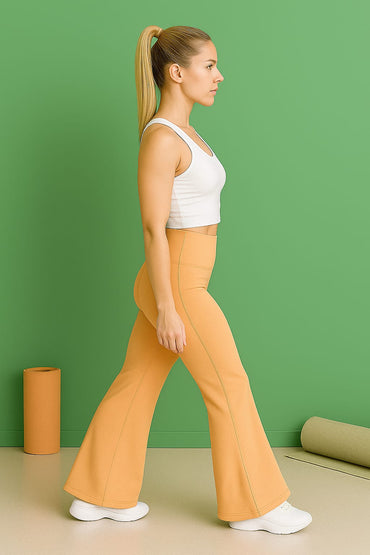 2702-OSK Gym Wear Flare Leggings Women-Peach