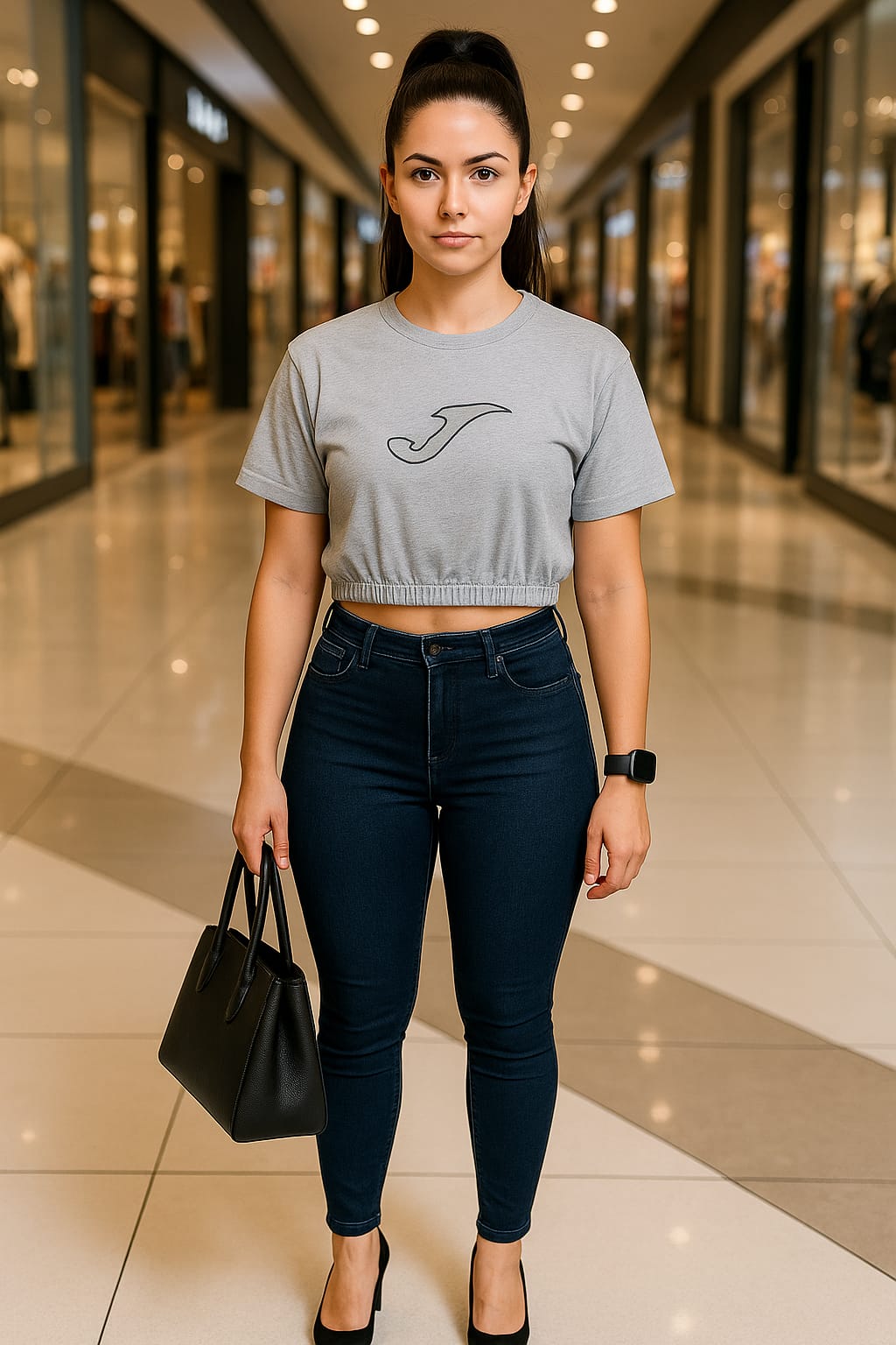 2701-Joma Croptop T Shirt Women-Grey