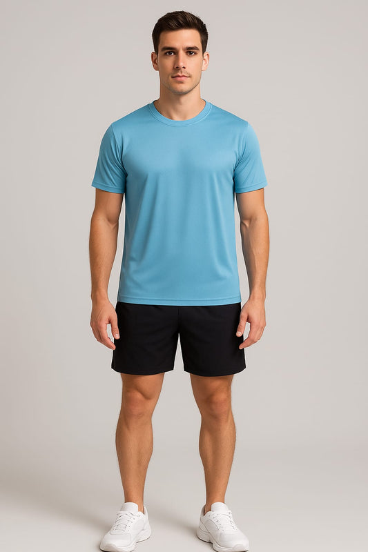 2710-Banner Activewear Training Plain T Shirt Men-Sky Blue