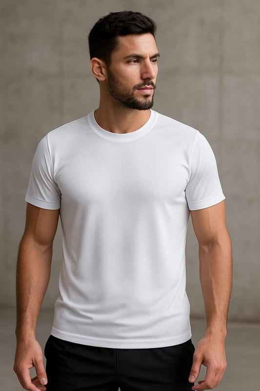 2710-Banner Activewear Training Plain T Shirt Men-White