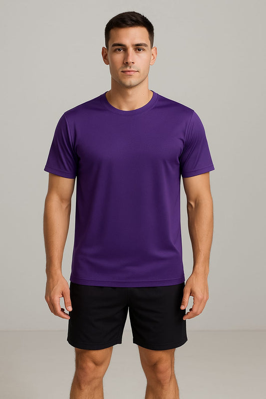2710-Banner Activewear Training Plain T Shirt Men-Purple