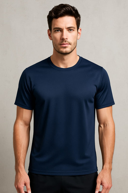 2710-Banner Activewear Training Plain T Shirt Men-Navy
