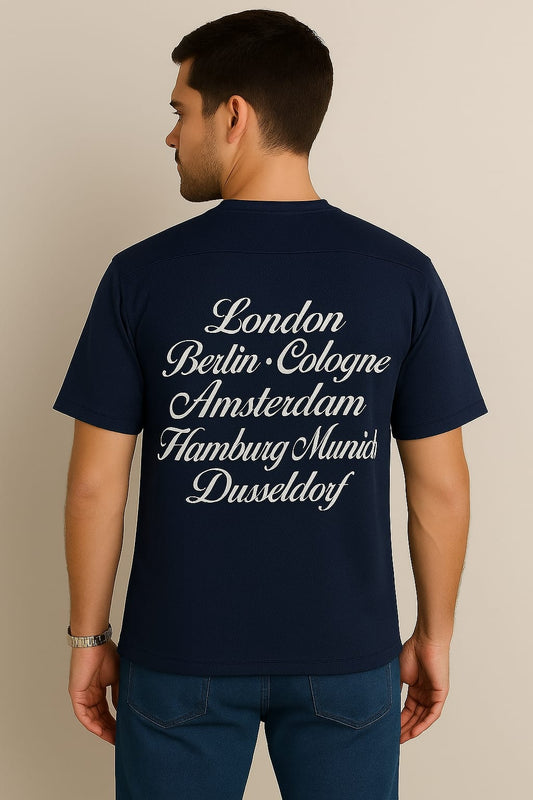 2706-FX Back Print T Shirt Men-Navy