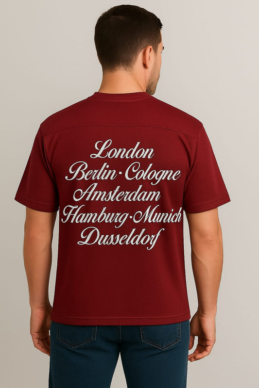 2706-FX Back Print T Shirt Men-Burgundy