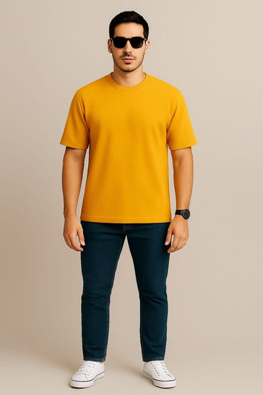 2706-FX Back Print T Shirt Men-Yellow