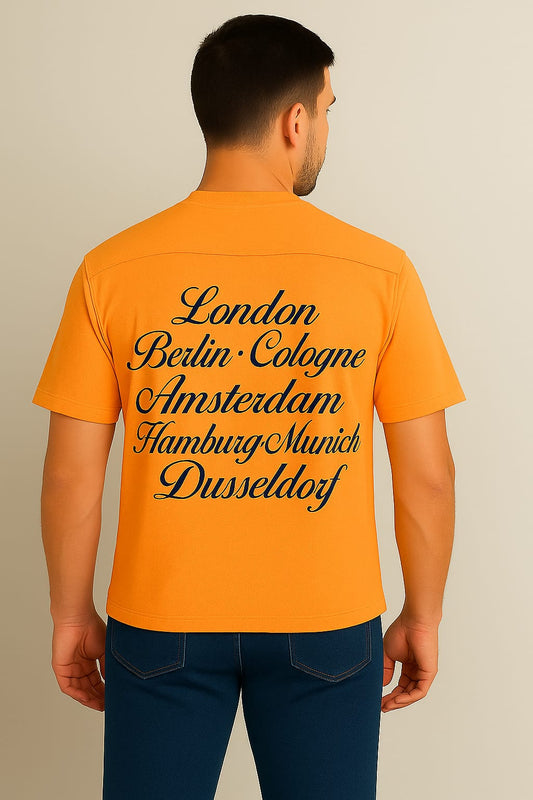 2706-FX Back Print T Shirt Men-Orange