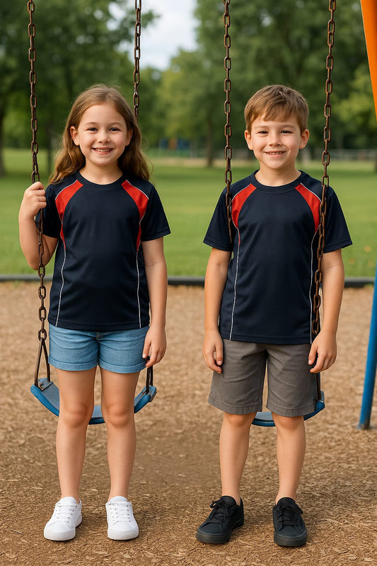 2714-Encore ZR-10 Activewear T-Shirt Kids Navy Body With Diff Panel-Navy