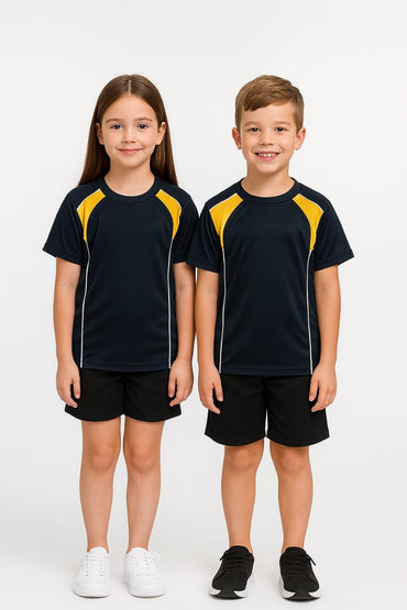 2714-Encore ZR-10 Activewear T-Shirt Kids Navy Body With Diff Panel-Navy