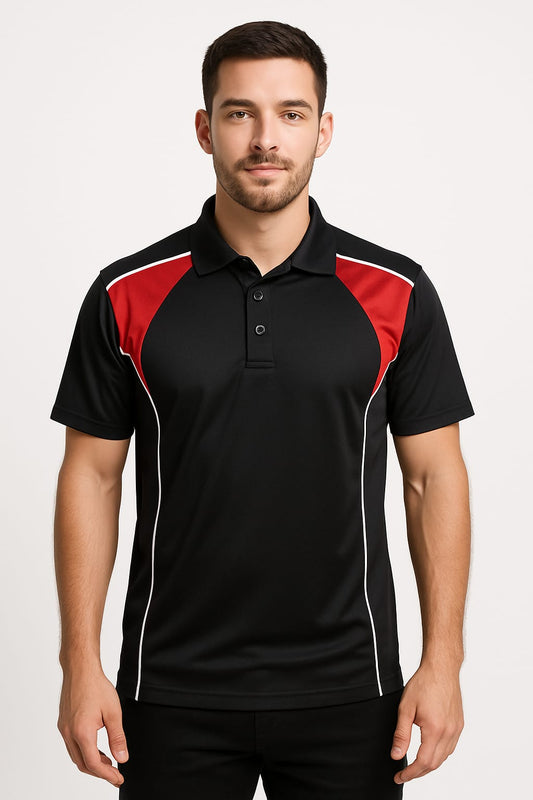 2699-Encore ZR-20 Activewear Polo Shirt Black Body With Diff Panel-Black