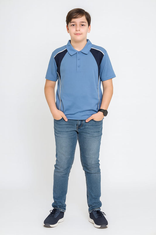 2716-Encore ZR-20 Activewear BOYS Polo Shirt-Sky Navy