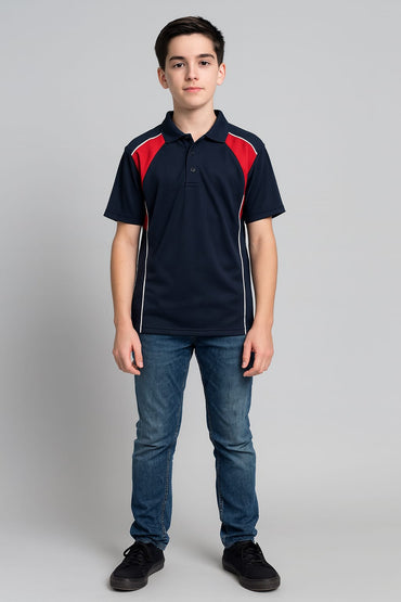 2716-Encore ZR-20 Activewear BOYS Polo Shirt Navy Body With Diff Panel-Navy