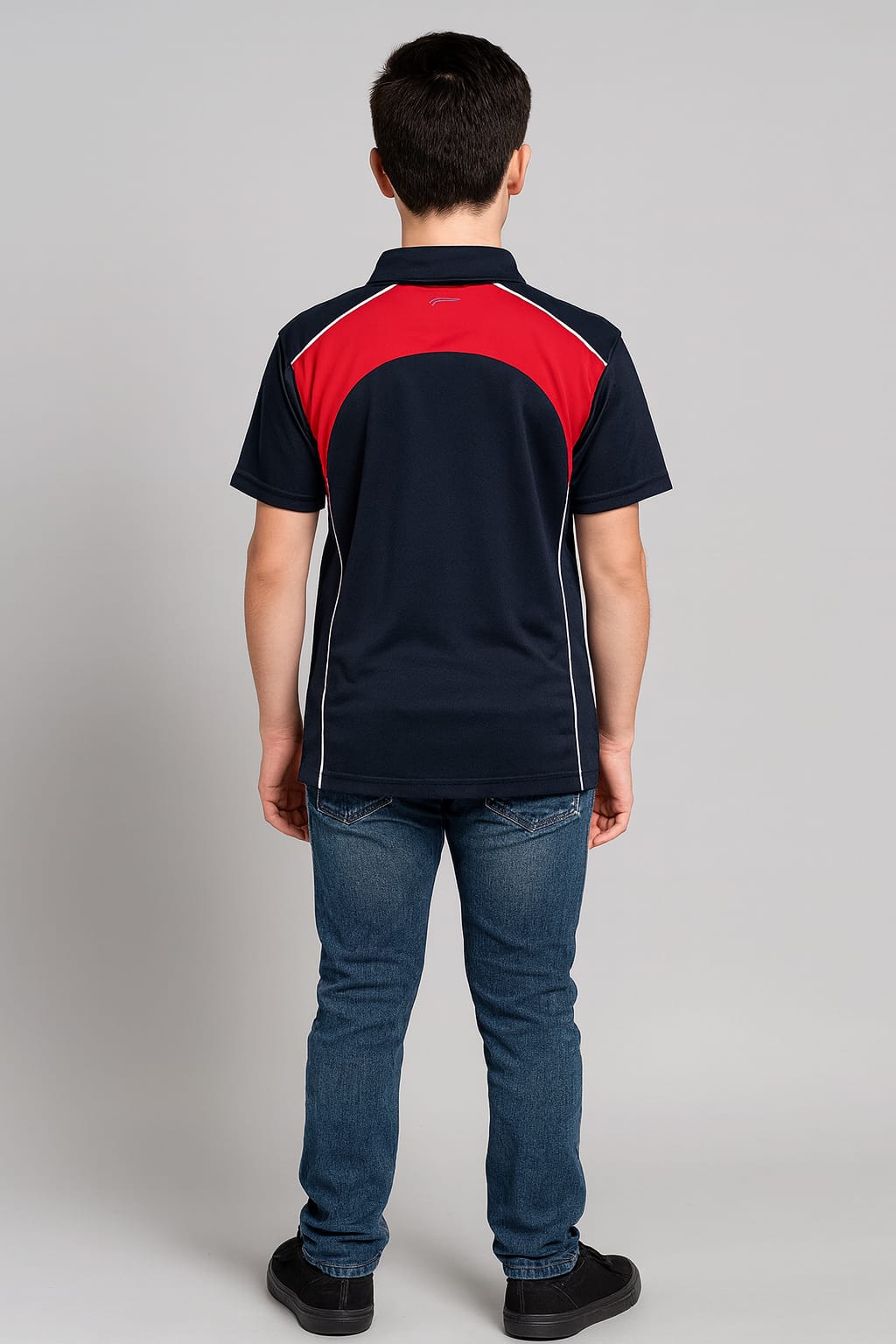 2716-Encore ZR-20 Activewear BOYS Polo Shirt Navy Body With Diff Panel-Navy