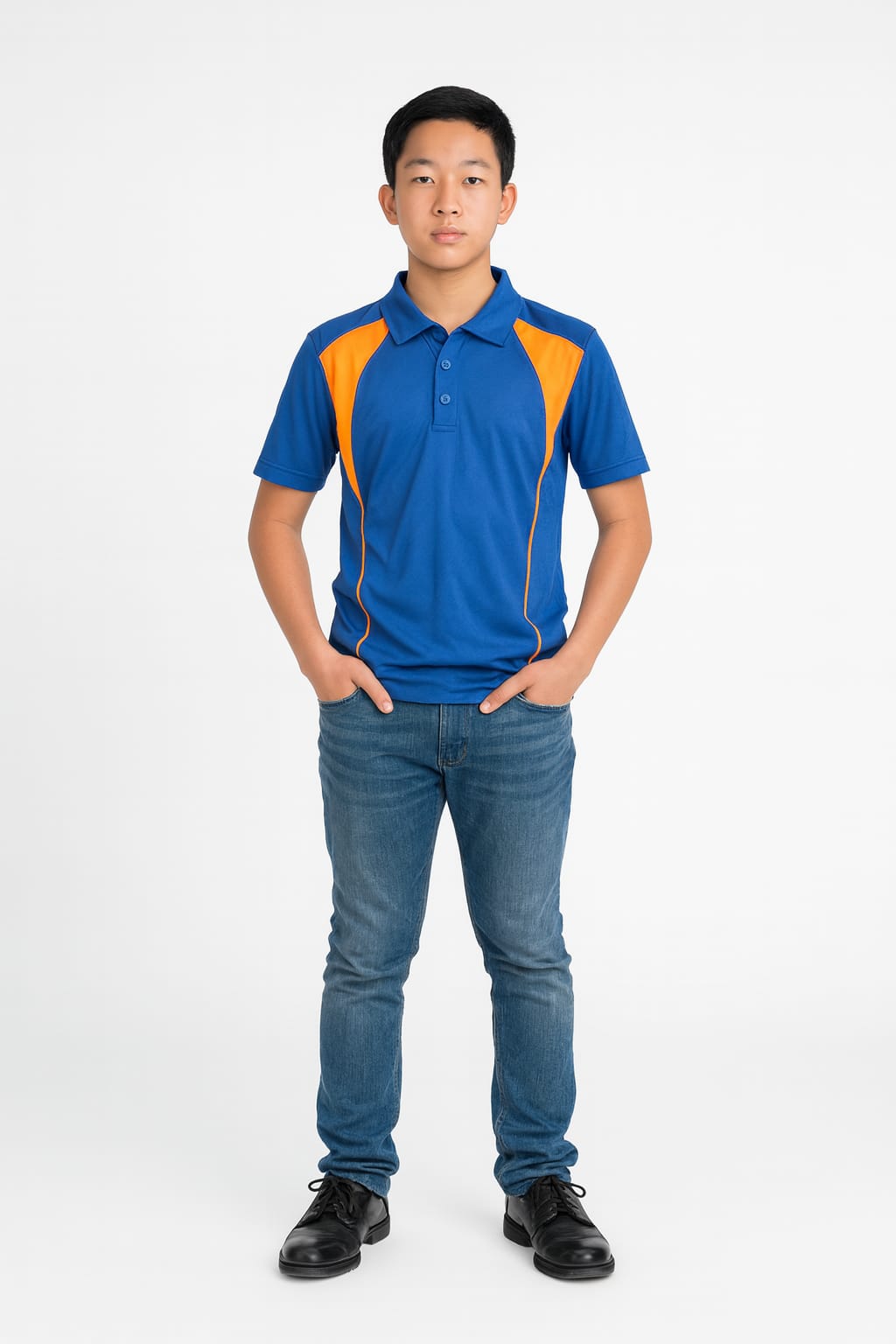 2716-Encore ZR-20 Activewear BOYS Polo Shirt Royal Body With Diff Panel-Royal