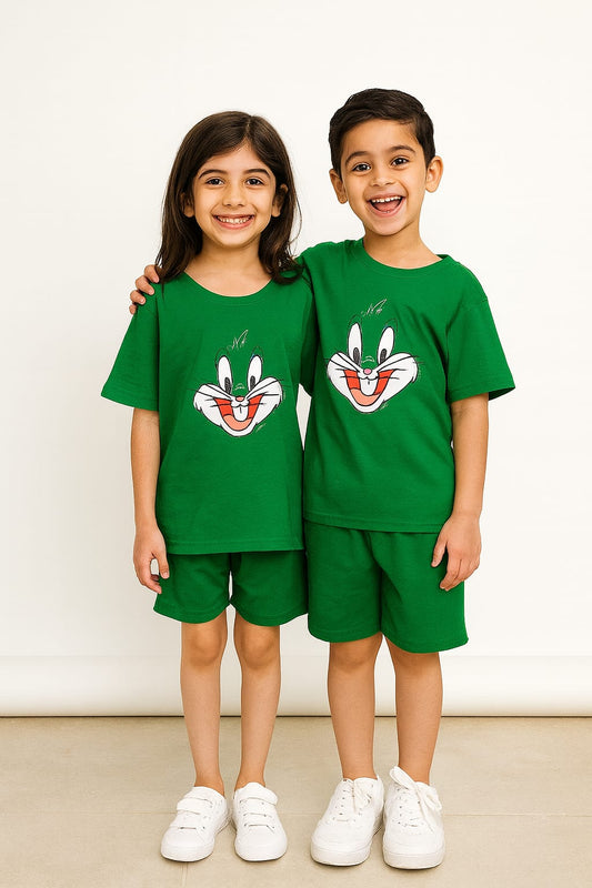 2712-Bugs Bunny Twin Set For Kids-Green