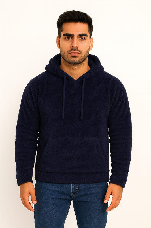 Raff & Taff Pullover Sherpa Hood For Men-2351-Navy
