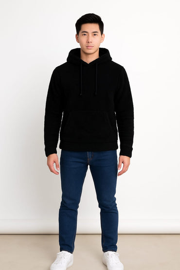 Raff & Taff Pullover Sherpa Hood For Men-2351-Black