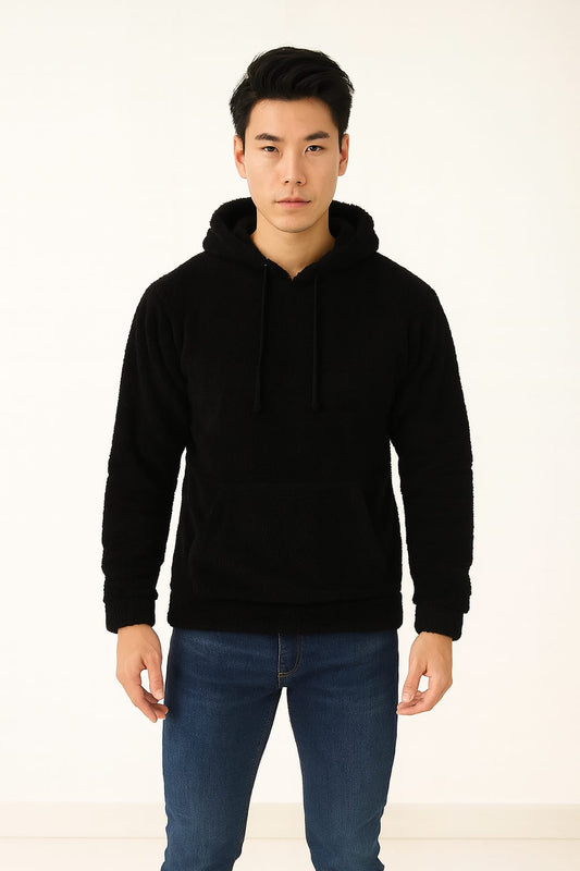 Raff & Taff Pullover Sherpa Hood For Men-2351-Black