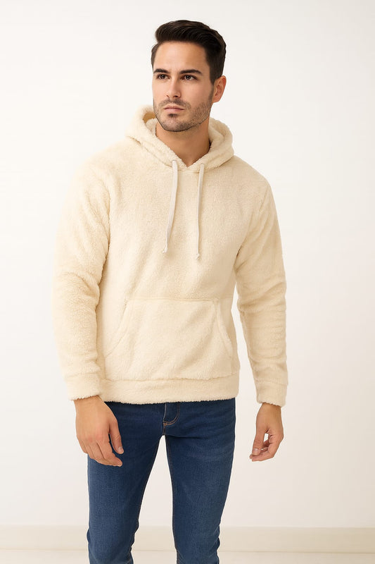 Raff & Taff Pullover Sherpa Hood For Men-2351-Beige