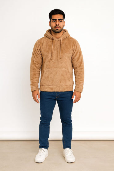 Raff & Taff Pullover Sherpa Hood For Men-2351-Camel Brown