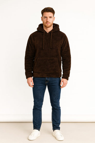 Raff & Taff Pullover Sherpa Hood For Men-2351-Brown