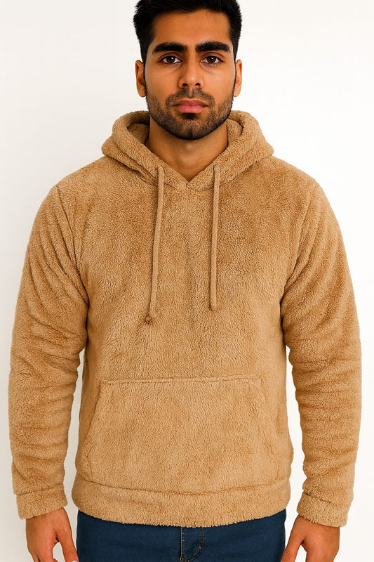 Raff & Taff Pullover Sherpa Hood For Men-2351-Camel Brown