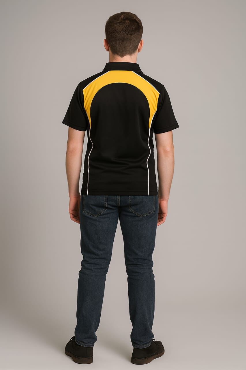 2716-Encore ZR-20 Activewear BOYS Polo Shirt Black Body With Diff Panel-Black
