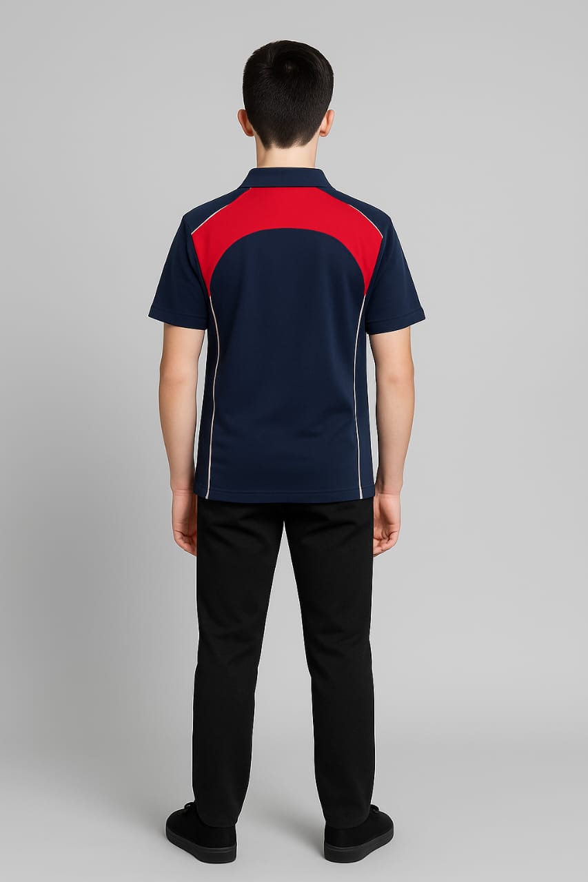 2716-Encore ZR-20 Activewear BOYS Polo Shirt Navy Body With Diff Panel-Navy