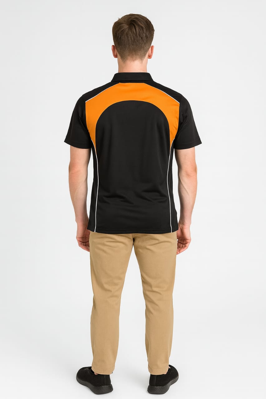 2716-Encore ZR-20 Activewear BOYS Polo Shirt Black Body With Diff Panel-Black