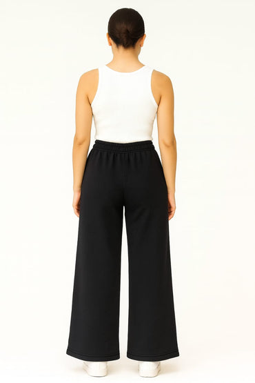 2703-FX Dipped Hip V-Pleated Trouser For Women-Black