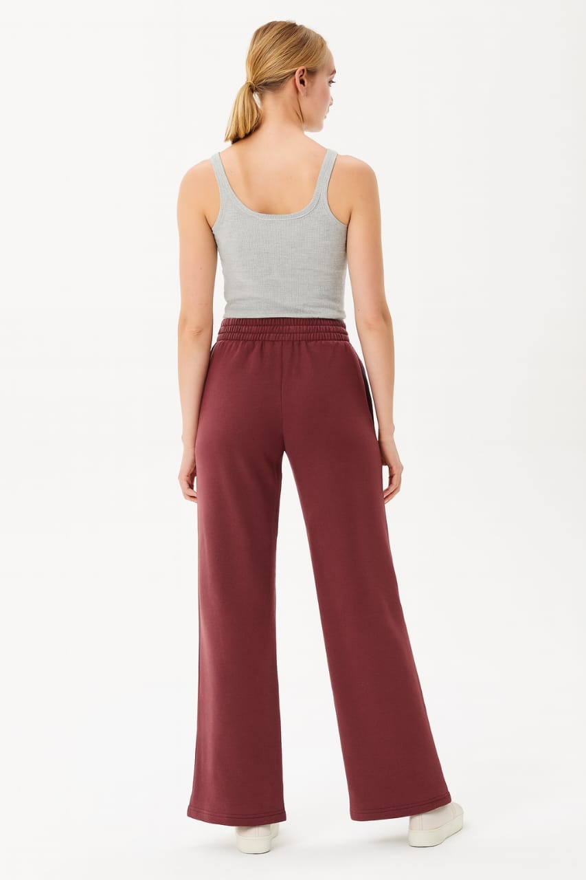 2703-FX Dipped Hip V-Pleated Trouser For Women-Burgundy