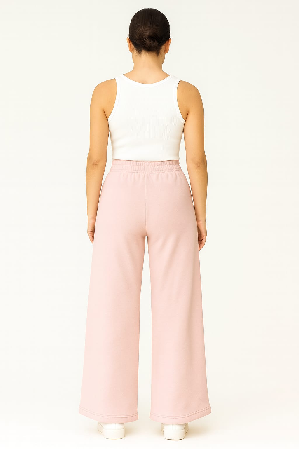 2703-FX Dipped Hip V-Pleated Trouser For Women-Pink
