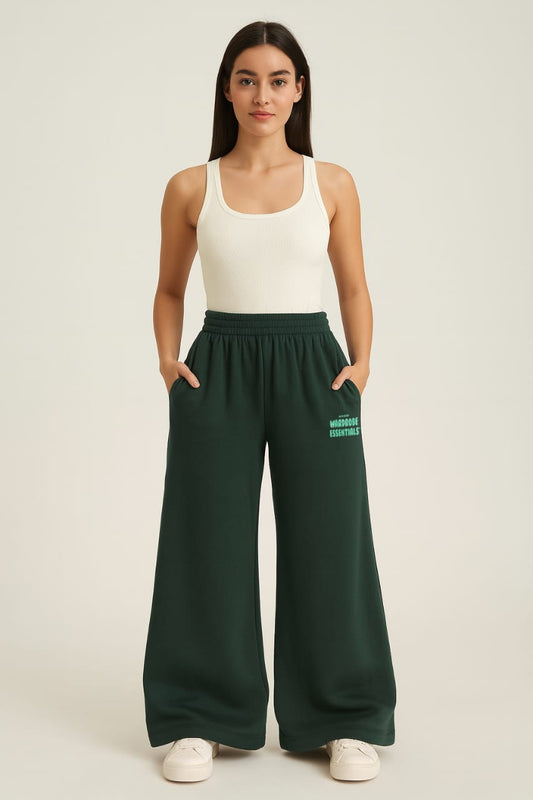 2705-BH Wadrobe Essentials Wide Leg Flare Trouser-Green