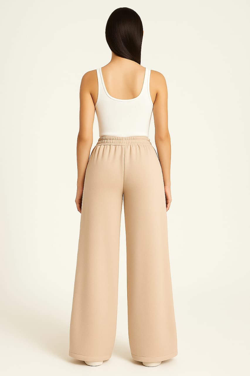 2705-BH Wadrobe Essentials Wide Leg Flare Trouser-Beige