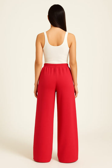 2705-BH Wadrobe Essentials Wide Leg Flare Trouser-Red
