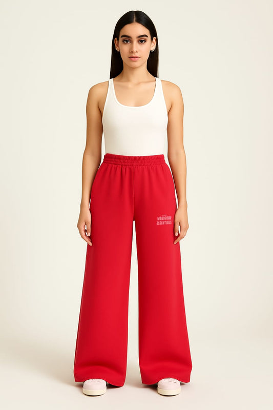 2705-BH Wadrobe Essentials Wide Leg Flare Trouser-Red