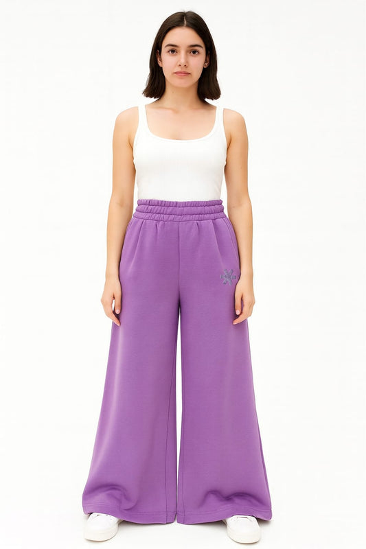 2704-OSK Wide Leg Flare Trouser Women-Purple
