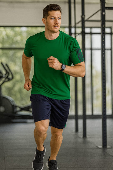 2717-JM Menβs Activewear Twin Set-Green Navy