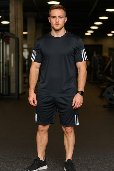 2717-JM Menβs Activewear Twin Set-Black