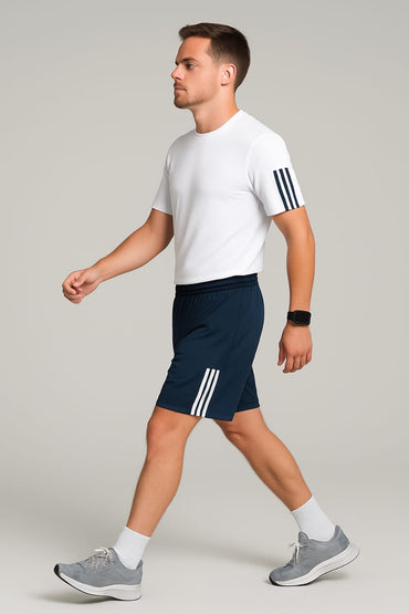 2717-JM Menβs Activewear Twin Set-White Navy