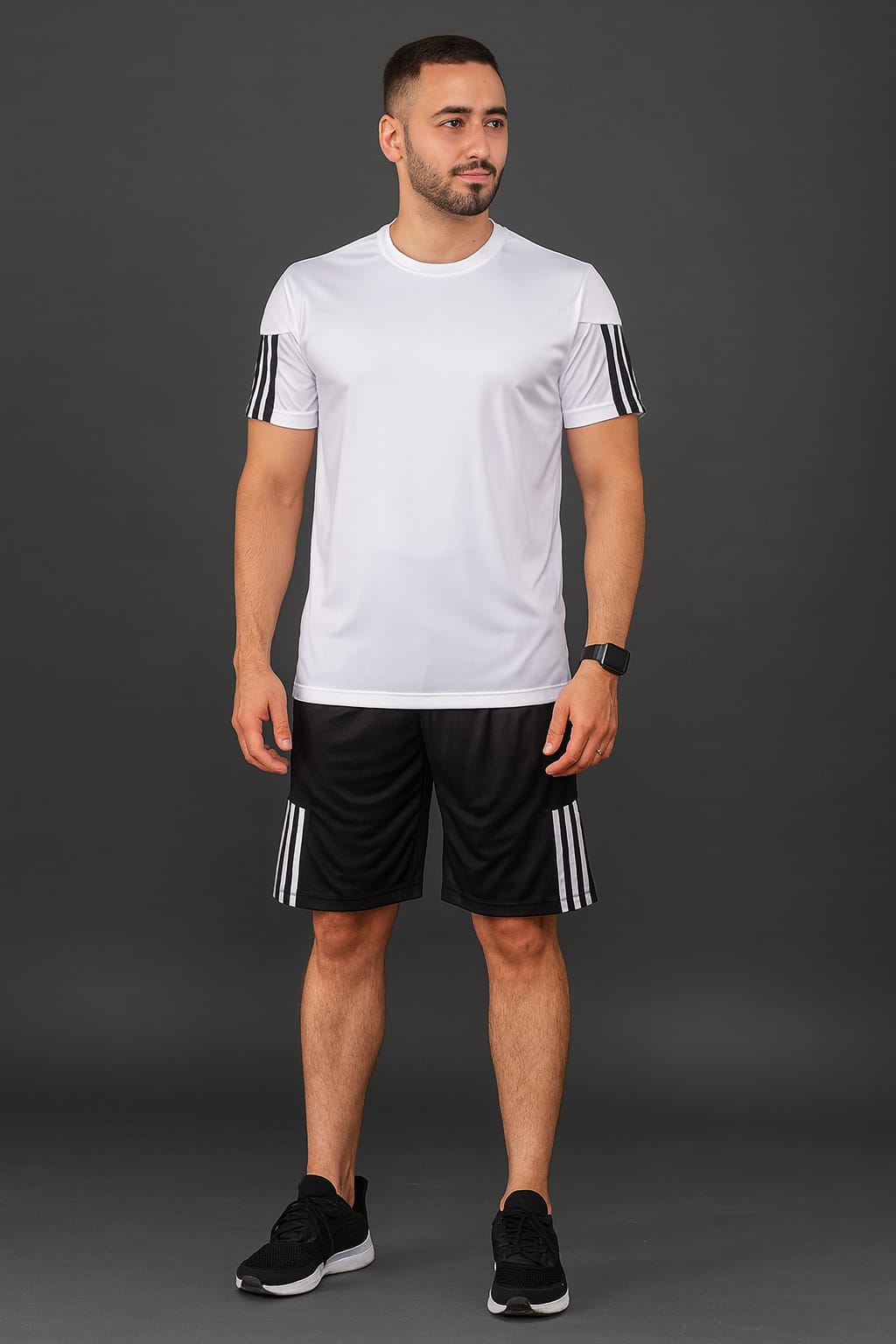 2717-JM Men’s Activewear Twin Set-White Black
