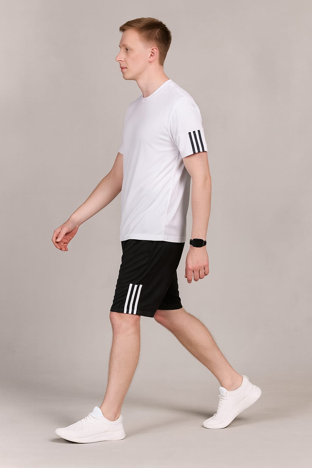 2717-JM Men’s Activewear Twin Set-White Black