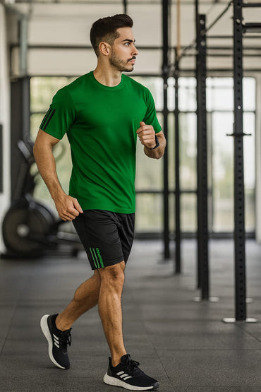 2717-JM Menβs Activewear Twin Set-Green Black