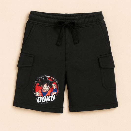 2724-JM Goku Print Shorts For Kids-Black