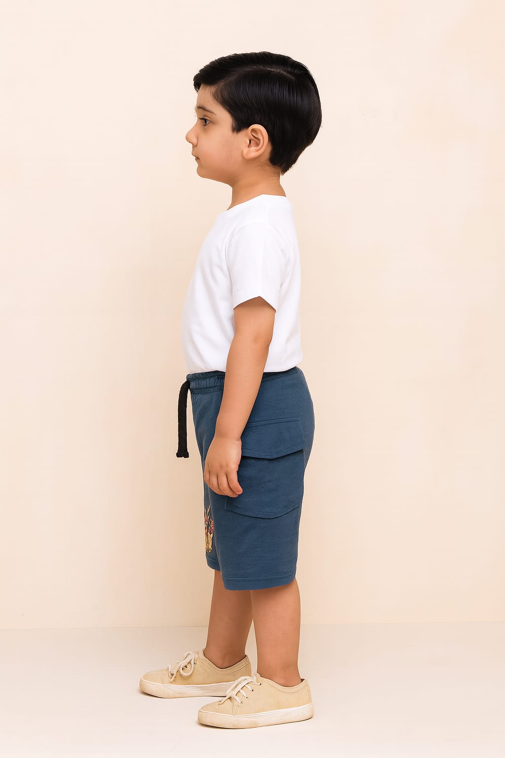 2722-JM JL Print Shorts For Kids-Navy
