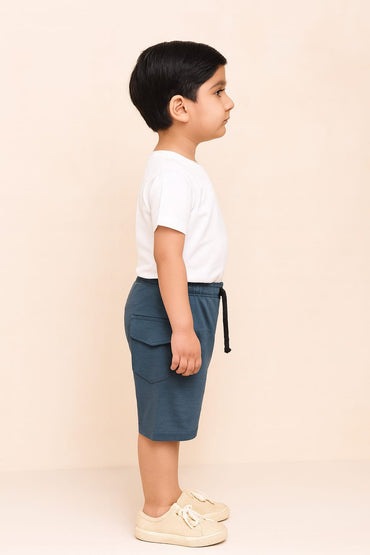 2722-JM JL Print Shorts For Kids-Navy