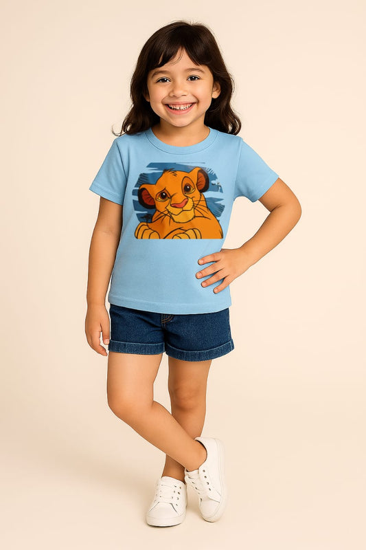 2747-JM Lion King Printed T Shirt For Kids-Sky Blue